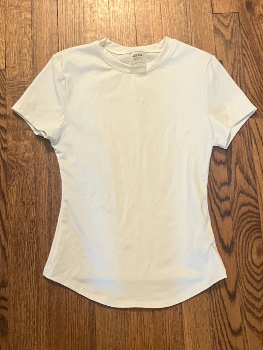 AYBL Women’s Sculpt T-shirt Short Sleeve Bone/Off White Compression Sz Small
